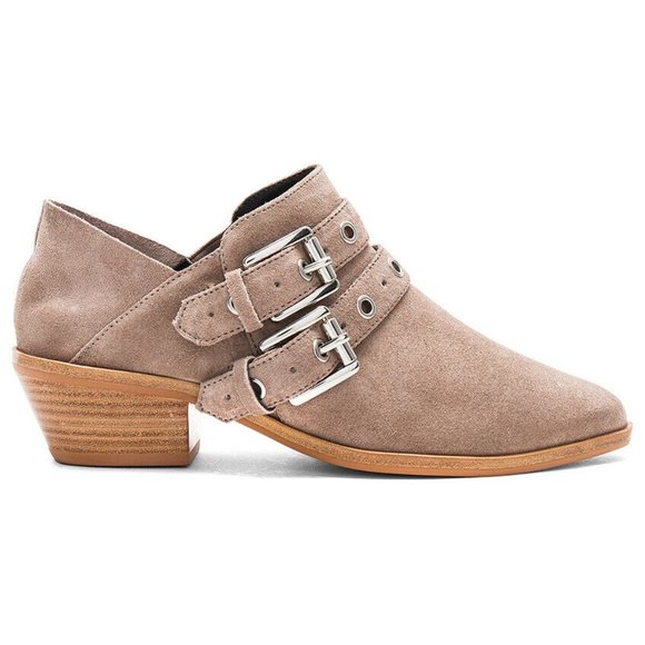 REBECCA MINKOFF Sand Austen Buckles Ankle BOOTIES Shoes 8.5 Beige Suede NEW $164 - Picture 6 of 12